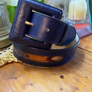 Vintage Leather & Feather Belt
